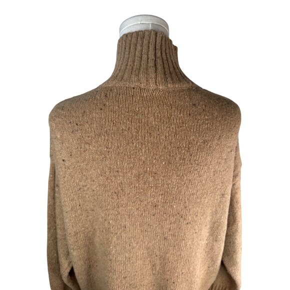 ZARA Camel Medium High-Neck Wool Blend Sweater Ribbed Cuffs & Hem - Picture 7 of 14